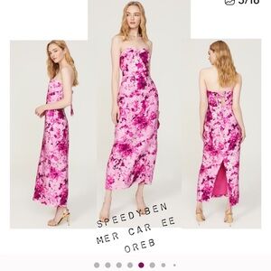 ML Monique Lhuillier Pink Floral Faille Dress 8